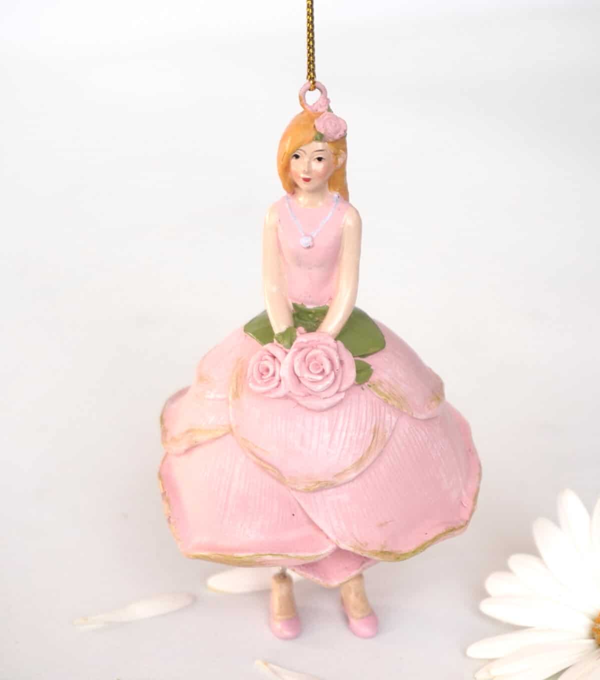 Deko Figur Blumenmädchen Rosenblütenmädchen rosa zum Hängen