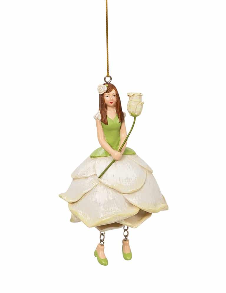 Deko Figur Blumenmädchen Rosenmädchen zum Hängen weiß