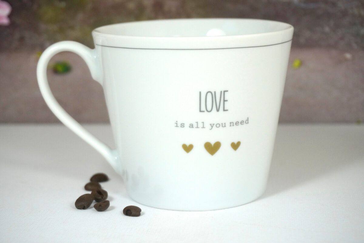 Krasilnikoff Henkelbecher Kaffeebecher Love is all you need