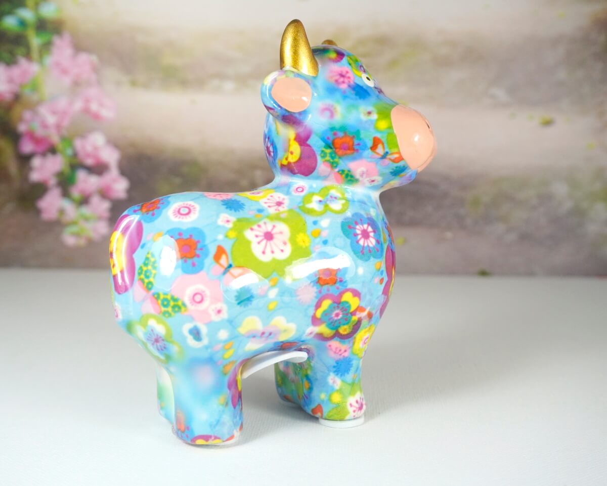 Pomme Pidou Spardose Kuh Little Maggie Hellblau