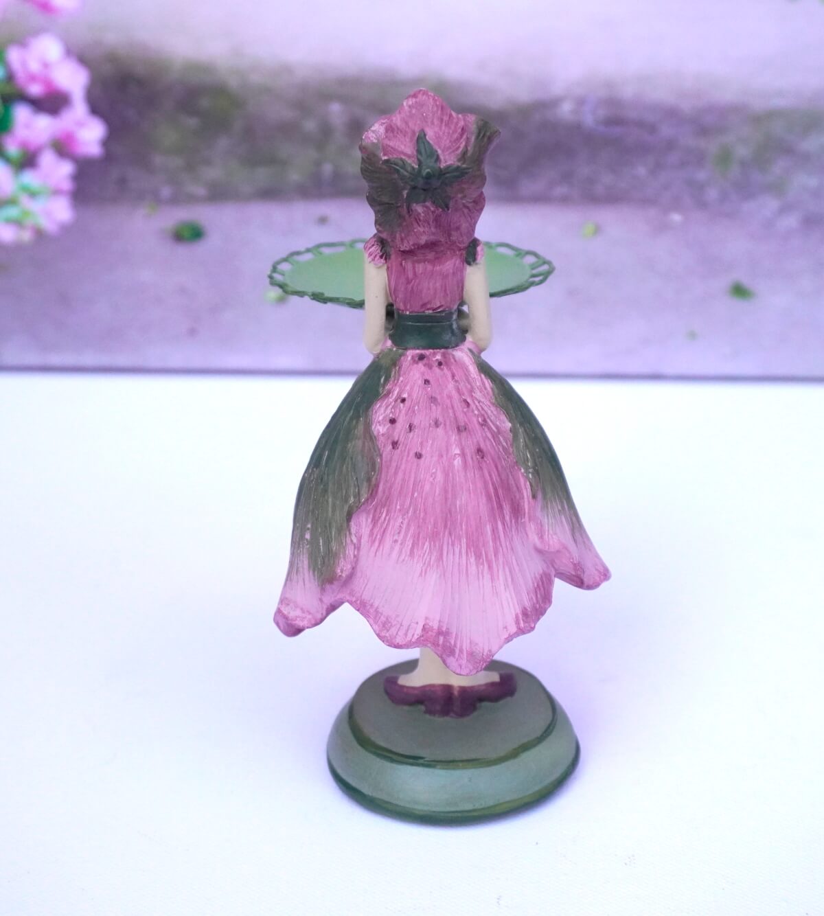 Dekofigur Teelichthalter Kerzenhalter Blumenmädchen Christrosenmädchen rosa