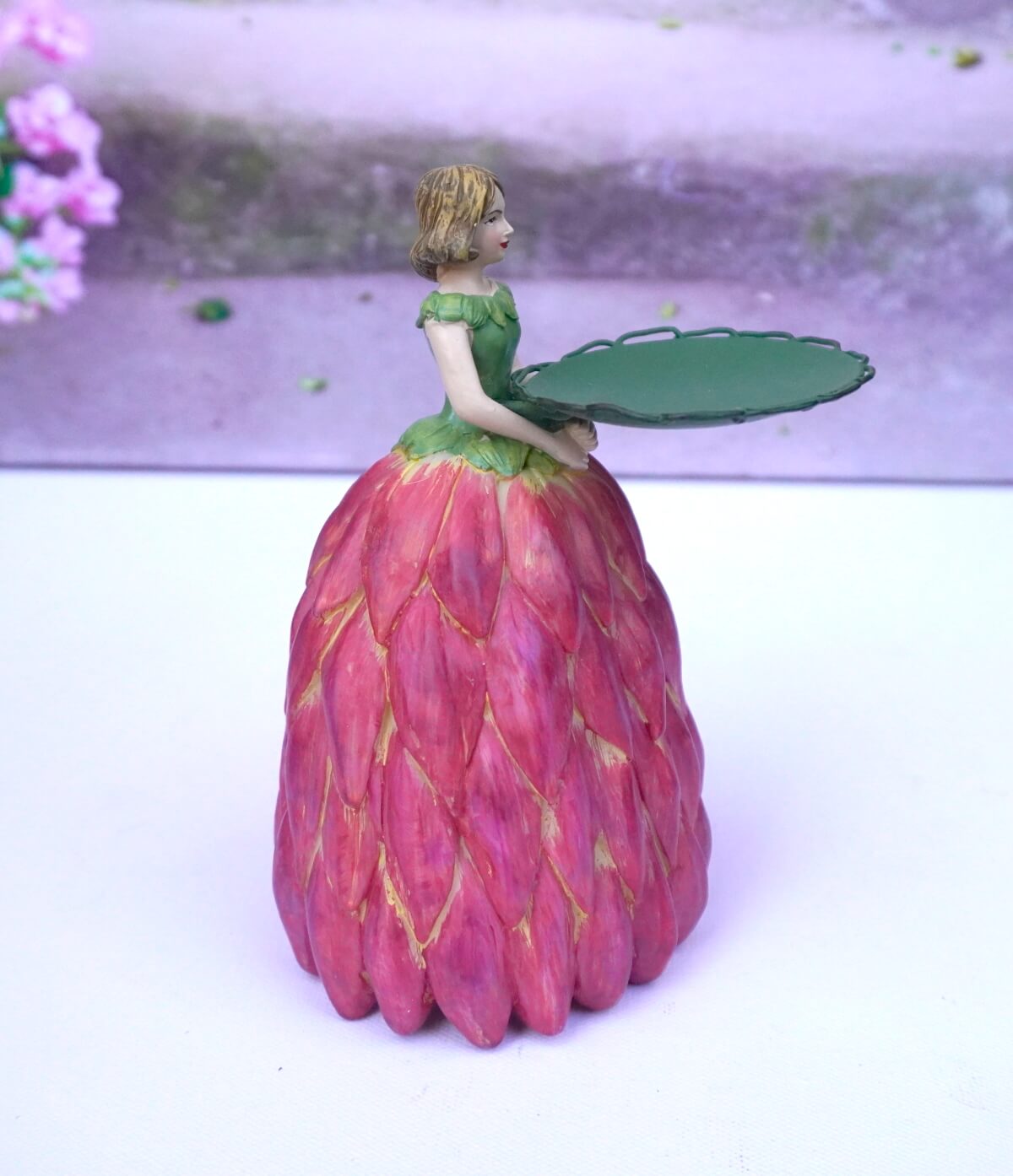 Dekofigur Teelichthalter Kerzenhalter Blumenmädchen Dhalienmädchen