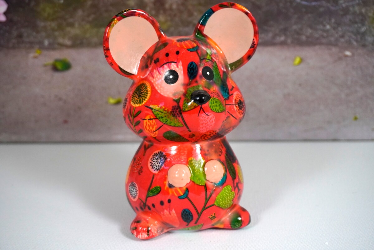 Pomme Pidou Spardose Maus Martha Red Flower