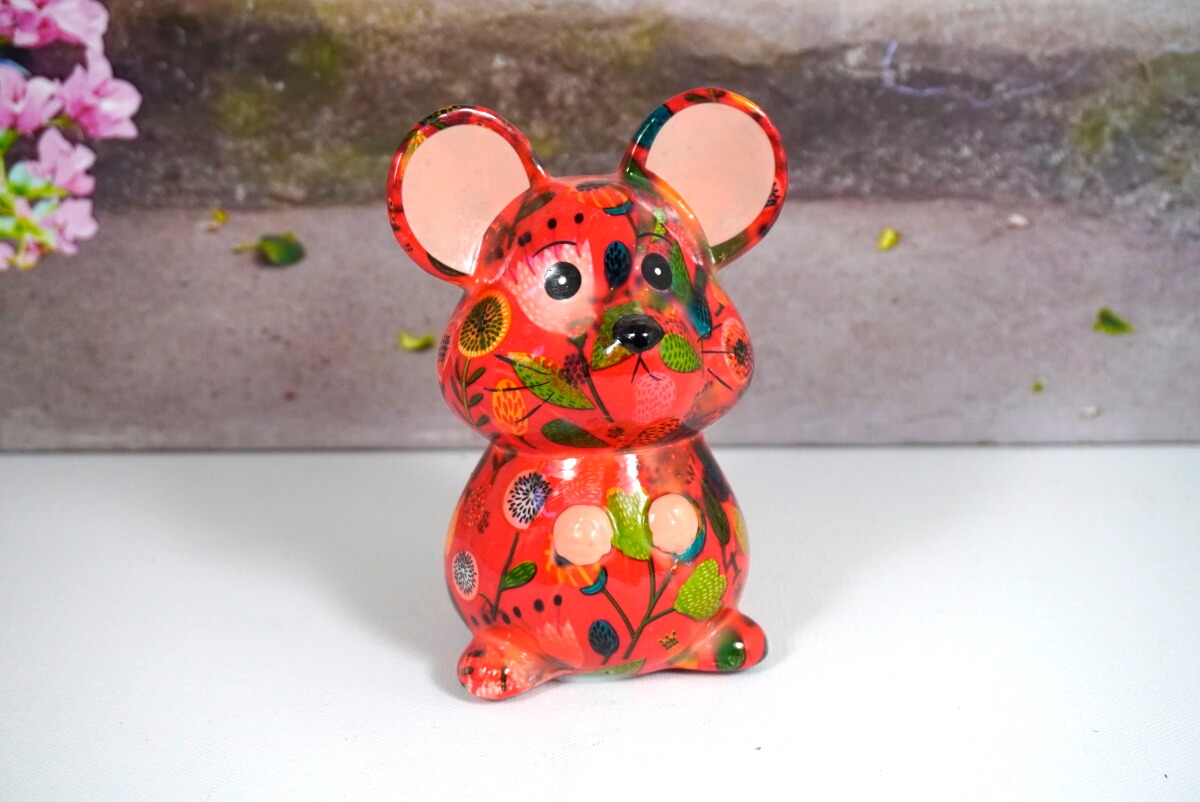 Pomme Pidou Spardose Maus Martha Red Flower