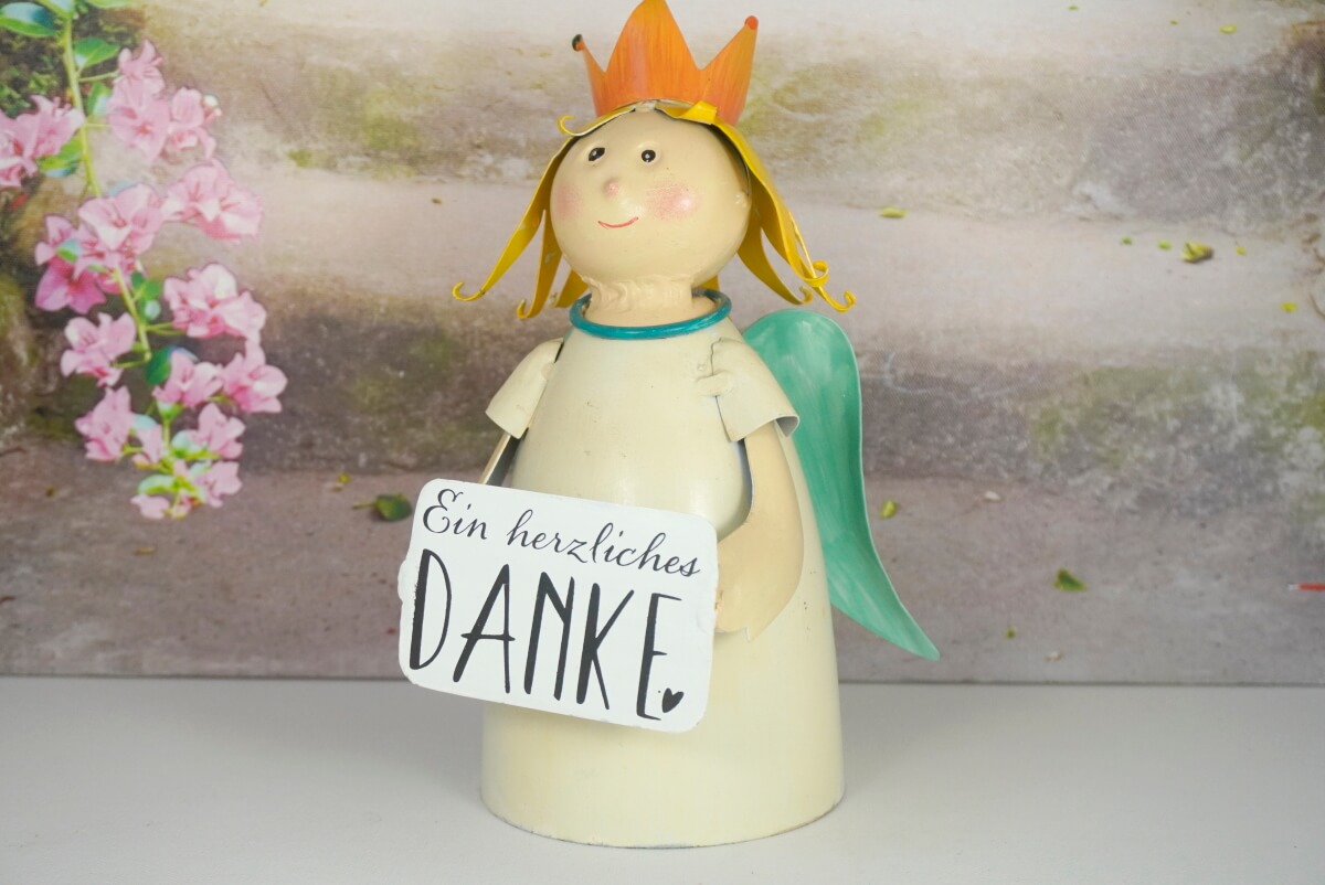 Deko Figur Blechpuppe Little König Ein herzliches Danke