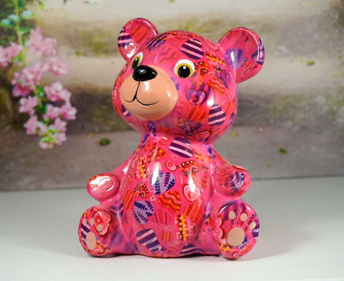 Pomme Pidou Spardose Money Bank Teddy Toto Pink Herzchen