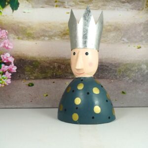 Pape Deko Figur Blech Königskopf Teelichthalter 22cm Silber Punkte