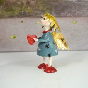 Pape Deko Figur Blechpuppe Schutzengel Lena mit Herz Grau 8,5cm