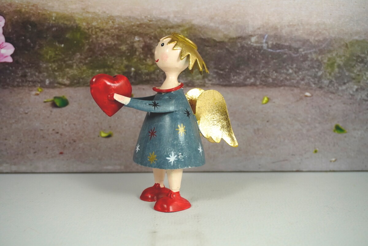 Pape Deko Figur Blechpuppe Schutzengel Lena mit Herz Sternchen 12cm