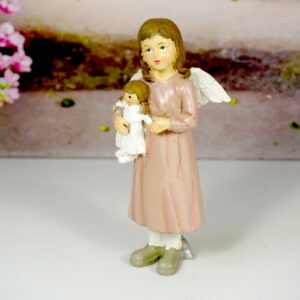Dekofigur Schutzengel Engel Mädchen Lisann Rosa mit Püppchen 16 cm