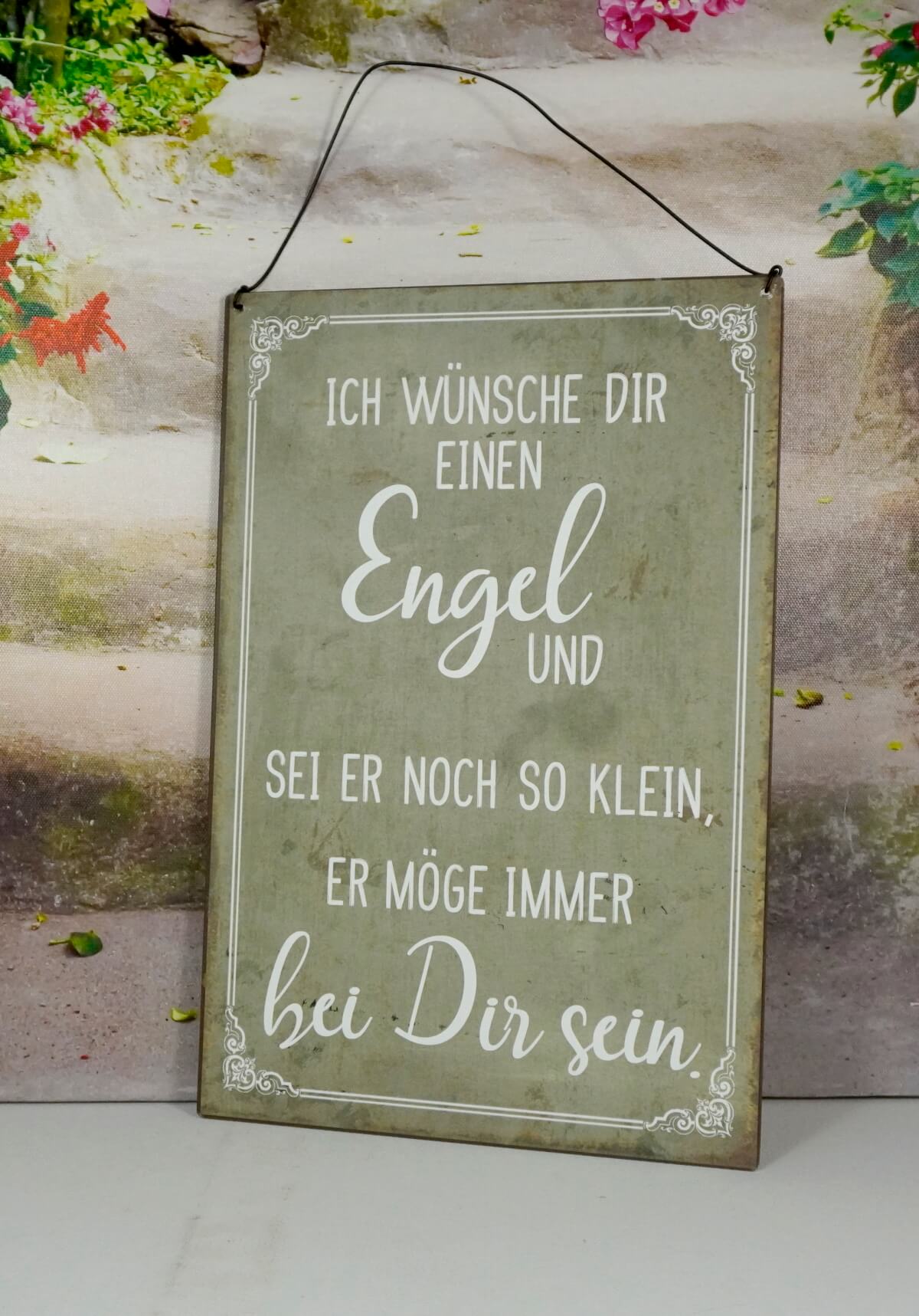 Deko Blechschild Ich wünsche dir einen Engel und sei er noch so klein er möge immer bei dir sein