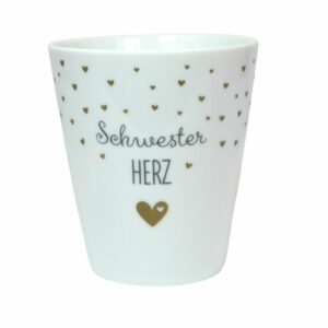 Krasilnikoff Kaffeebecher Sprüche Tasse Mug Cup Schwester Herz
