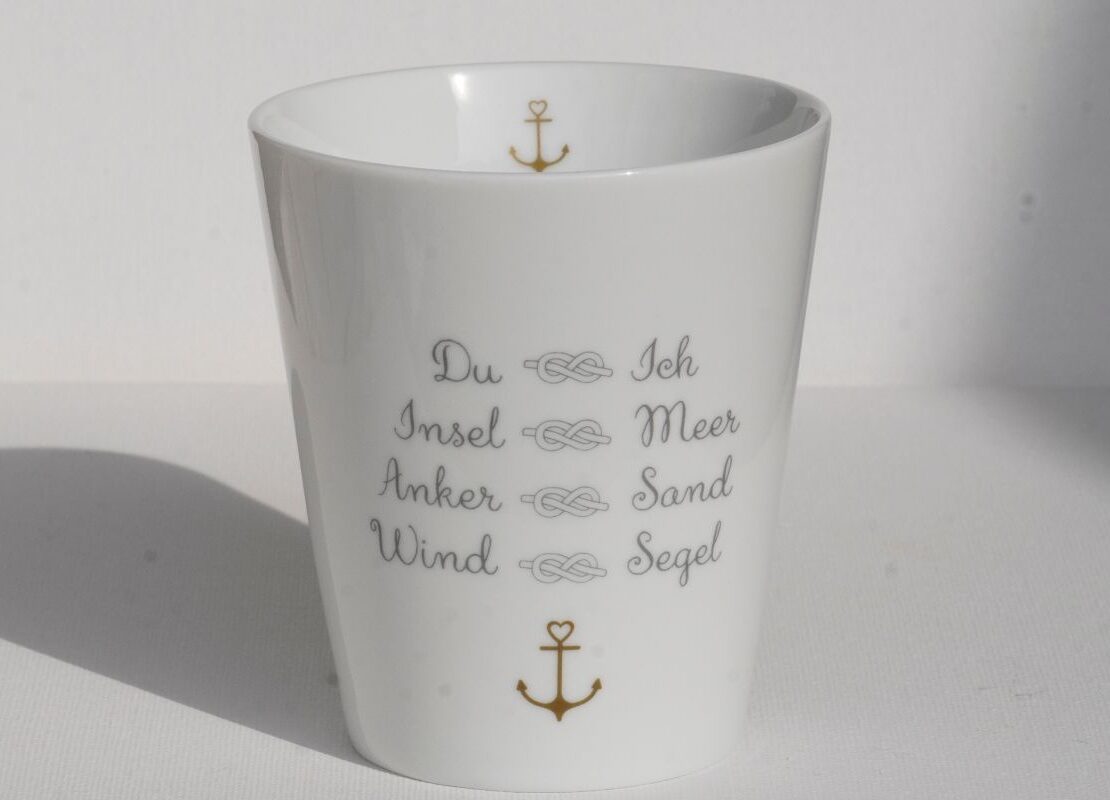 Krasilnikoff Kaffeebecher Sprüche Tasse Mug Cup Du & Ich Insel & Meer Anker & Sand Wind & Segel