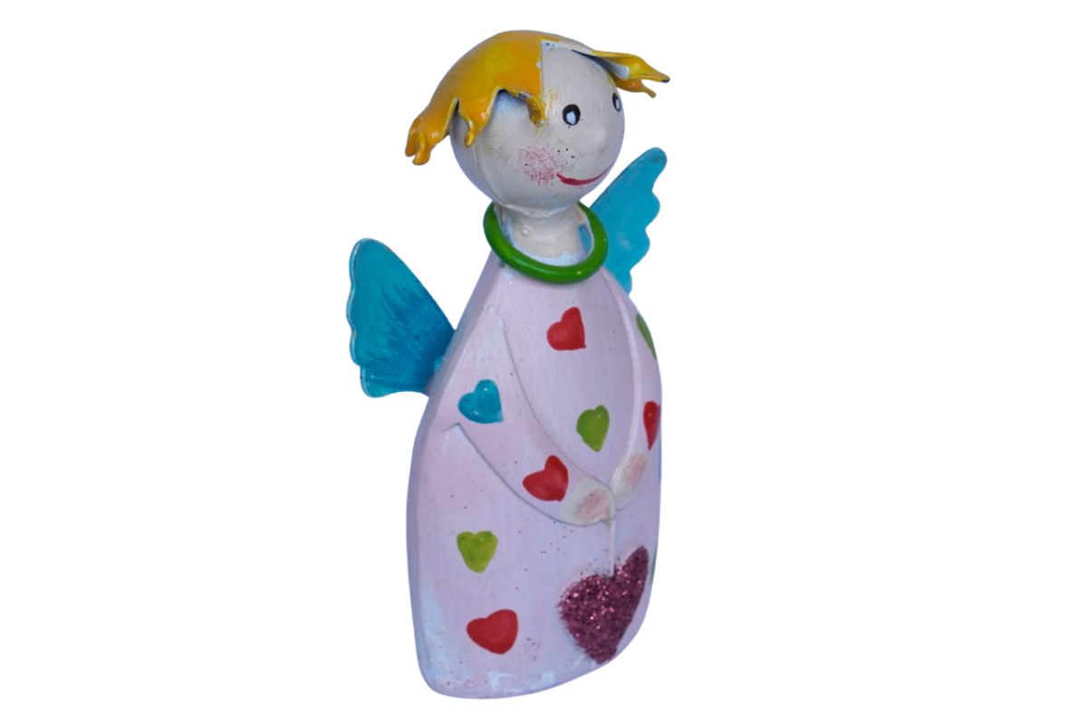 Pape Dekofigur Schutzengel Blechfigur Little Pete mit Herz Handarbeit