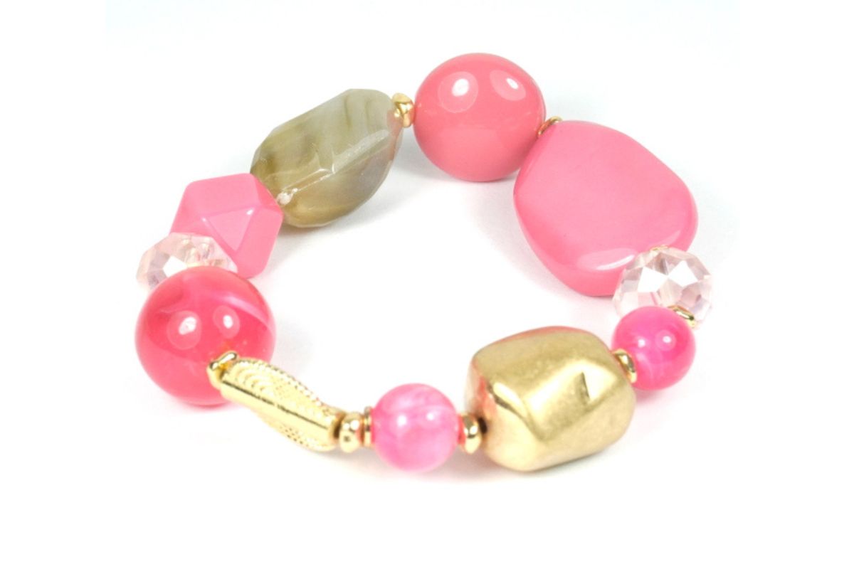 Biba Armband Perlen Mix Damen Rosa Armband Glücksbringer