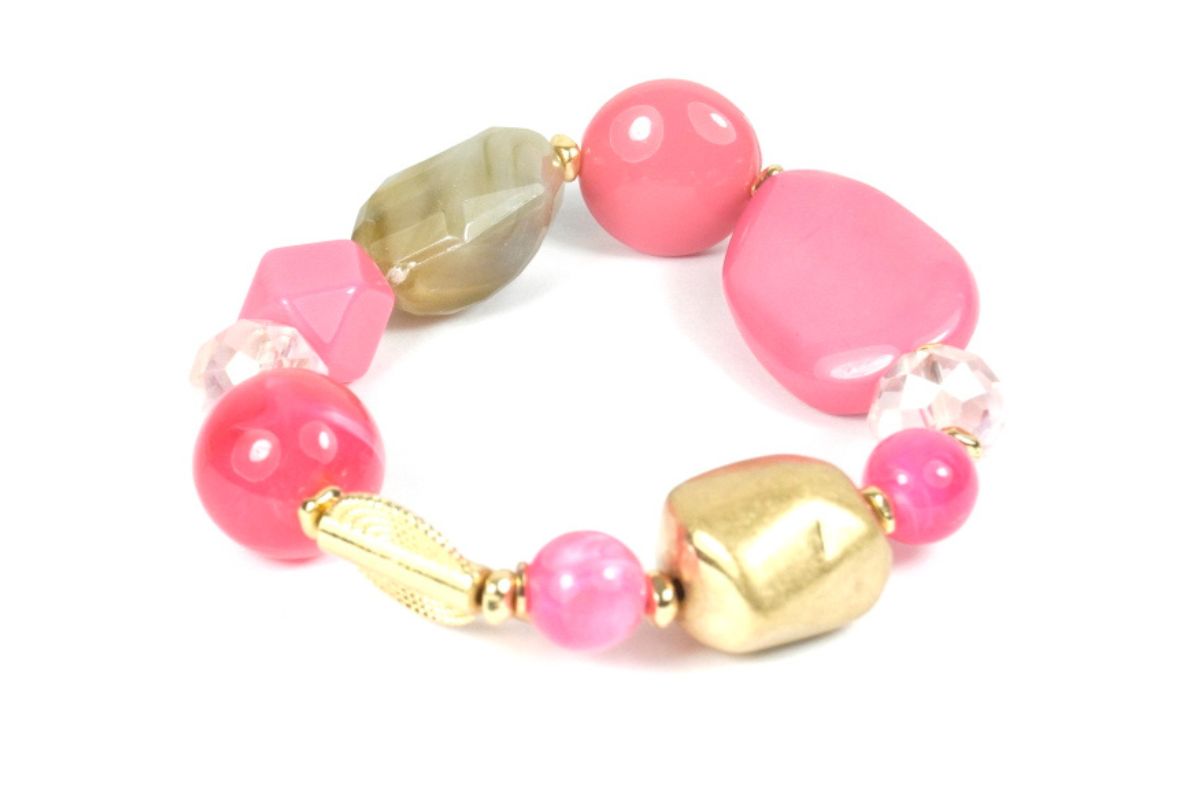 Biba Armband Perlen Mix Damen Rosa Armband Glücksbringer
