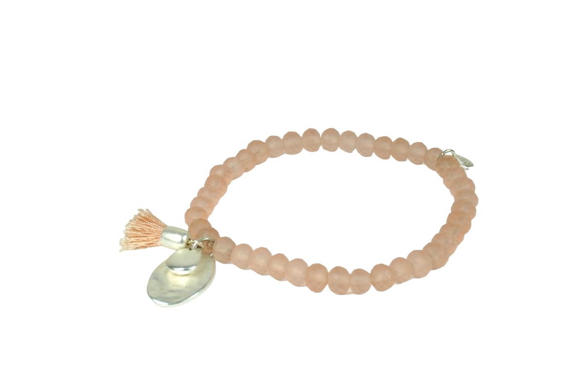 Biba Armband Crystal Matt Rose Perle Damen Armband Anhänger Silber