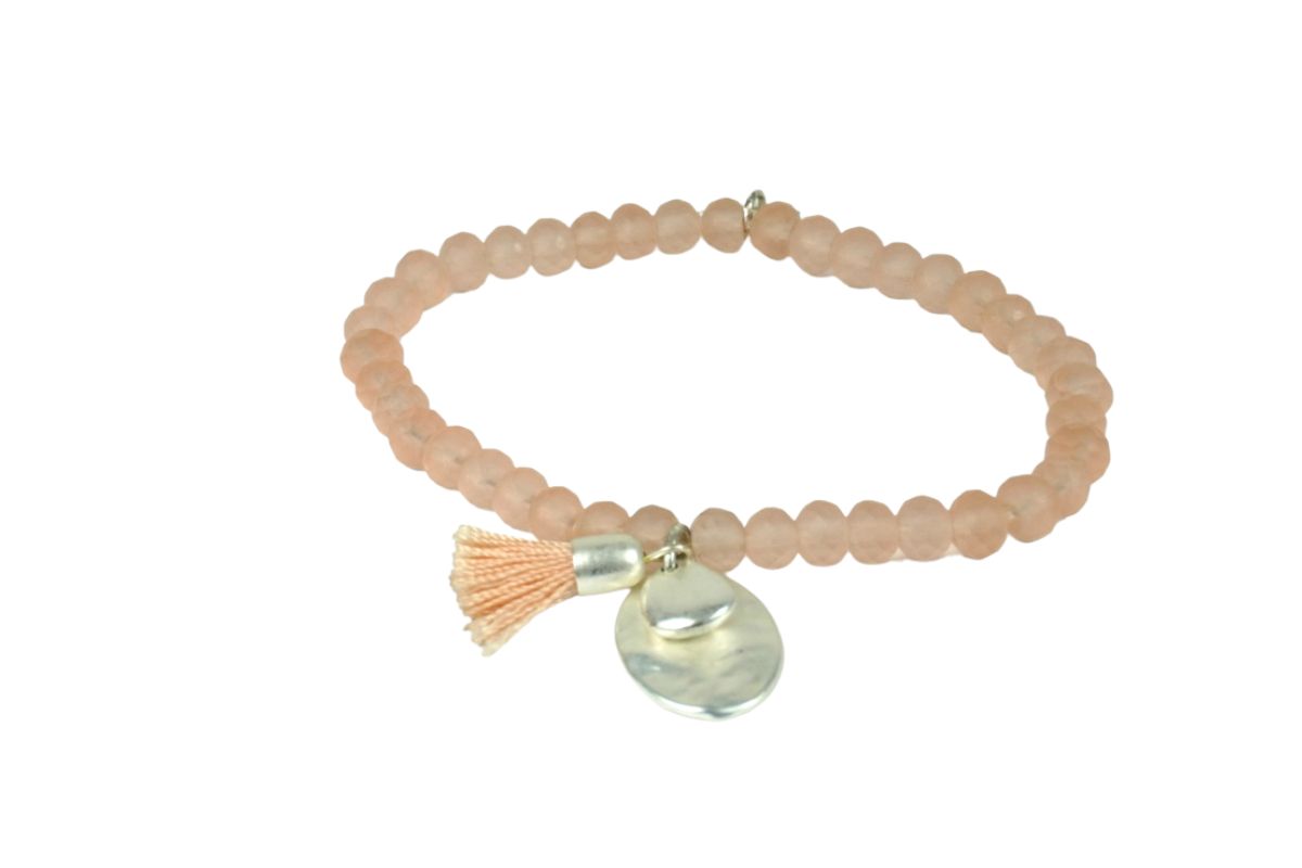 Biba Armband Crystal Matt Rose Perle Damen Armband Anhänger Silber