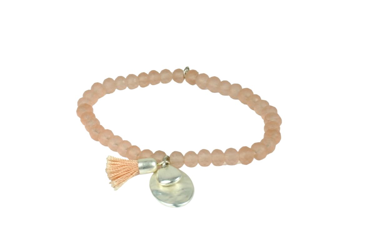 Biba Armband Crystal Matt Rose Perle Damen Armband Anhänger Silber