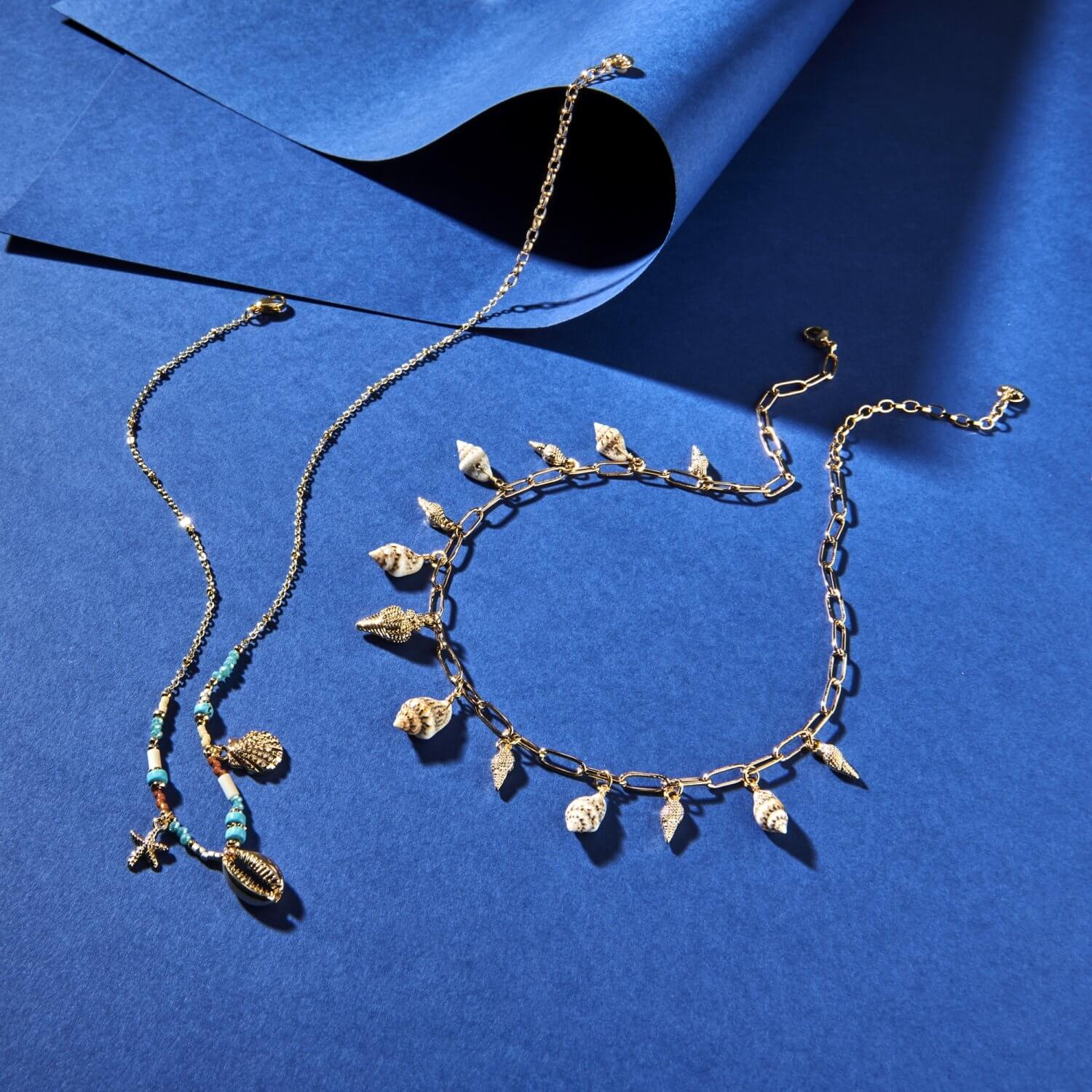 Biba Halskette Muschel Mix Damen Kette Anhänger Gold