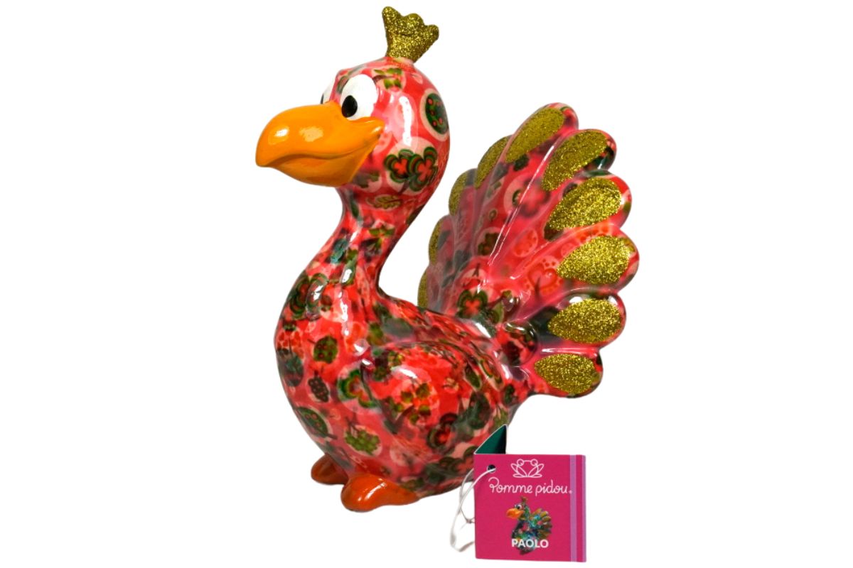 Pomme Pidou Spardose Money Bank Pfau Paolo Rosa Gold
