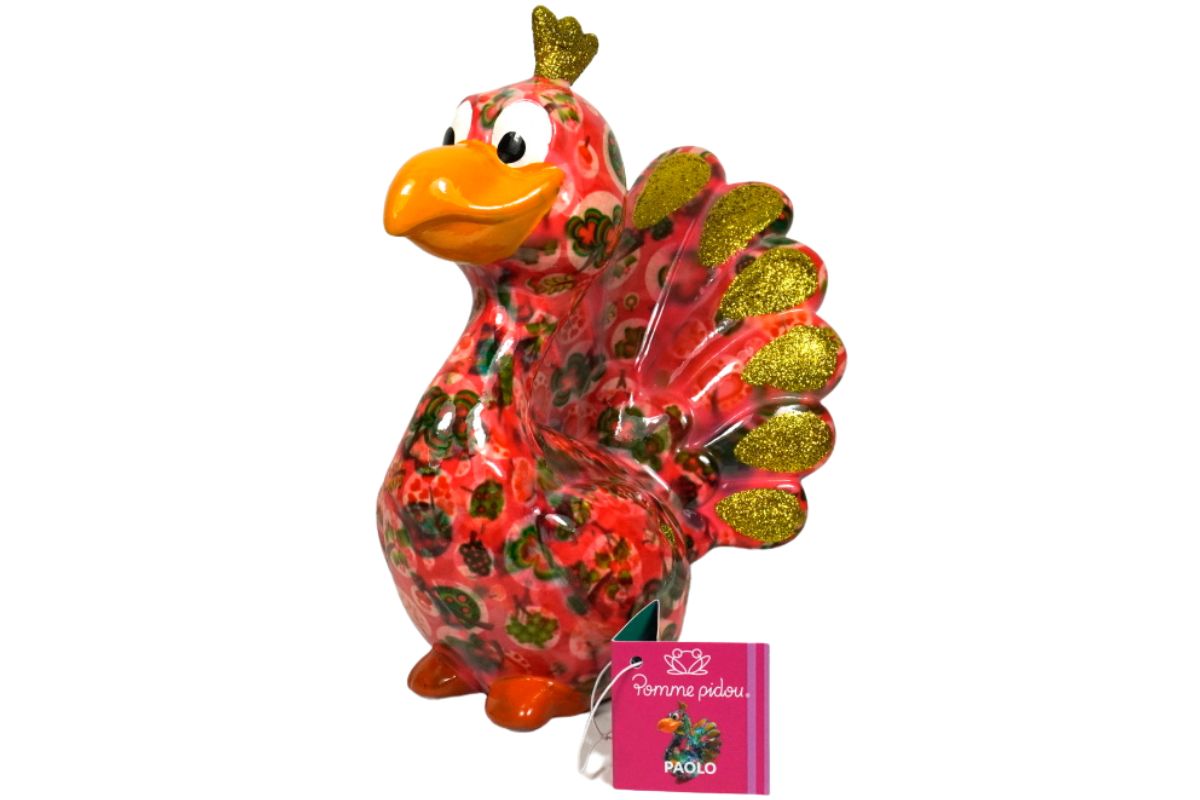 Pomme Pidou Spardose Money Bank Pfau Paolo Rosa Gold