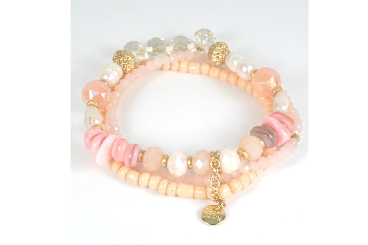 Biba Armband Trio Perlen Mix Damen Armband Gold Anhänger