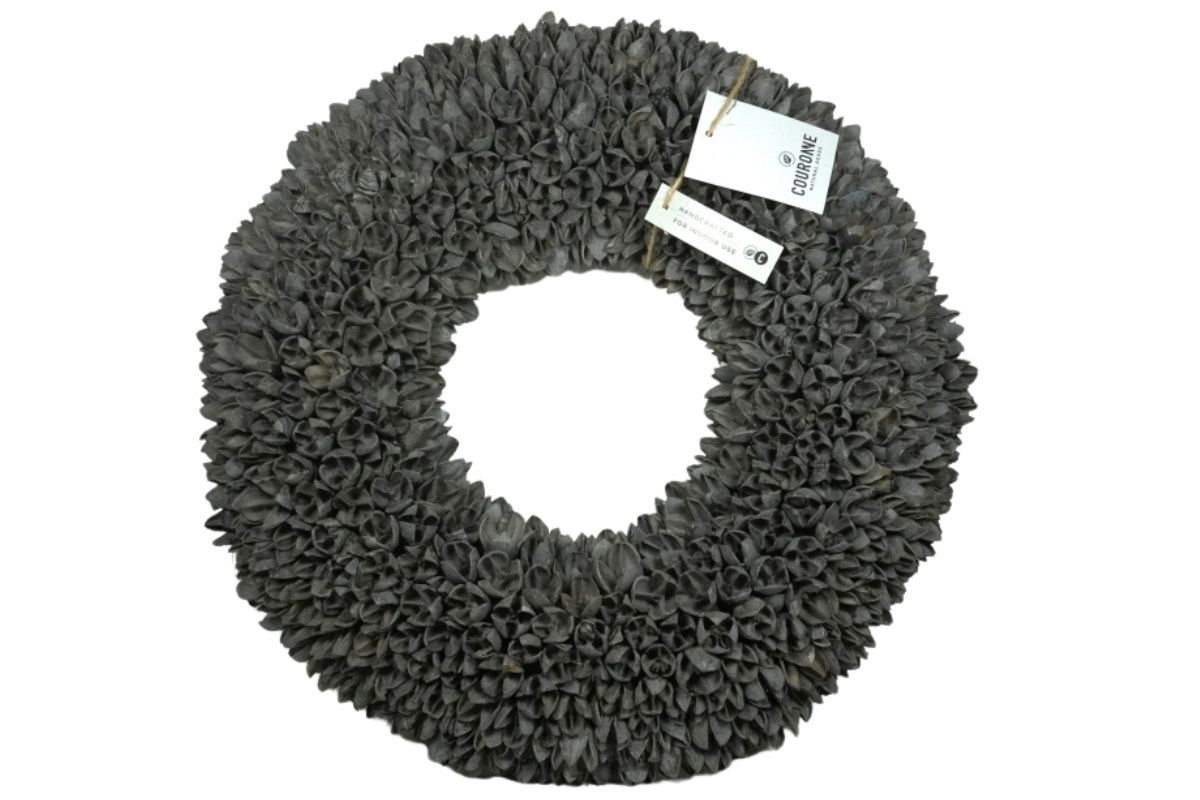 Couronne Wandkranz Naturkranz Bakuli Wreath Dark Grey Wash 40 ∅