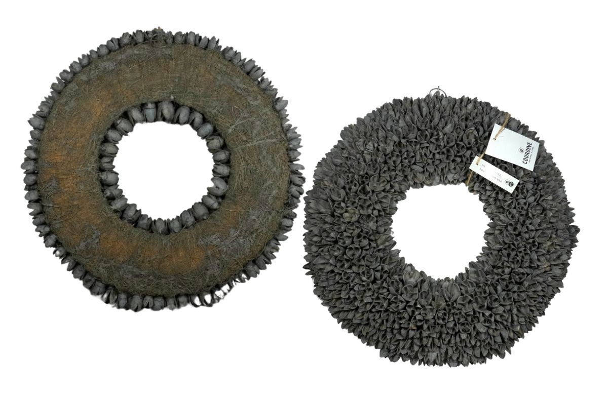 Couronne Wandkranz Naturkranz Bakuli Wreath Dark Grey Wash 40 ∅