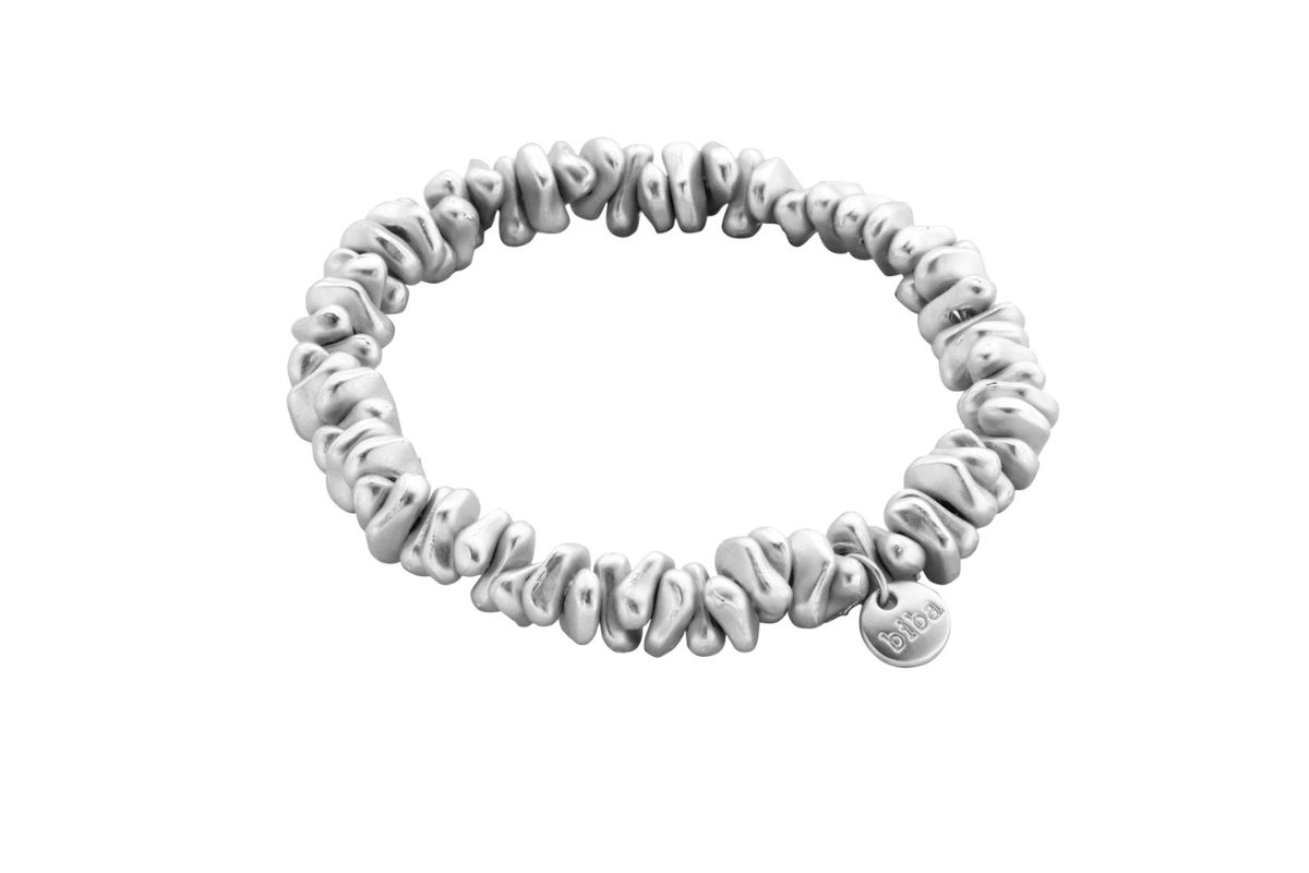 Biba Armband Silver Matt Nuggets Damen Armband Silber Anhänger