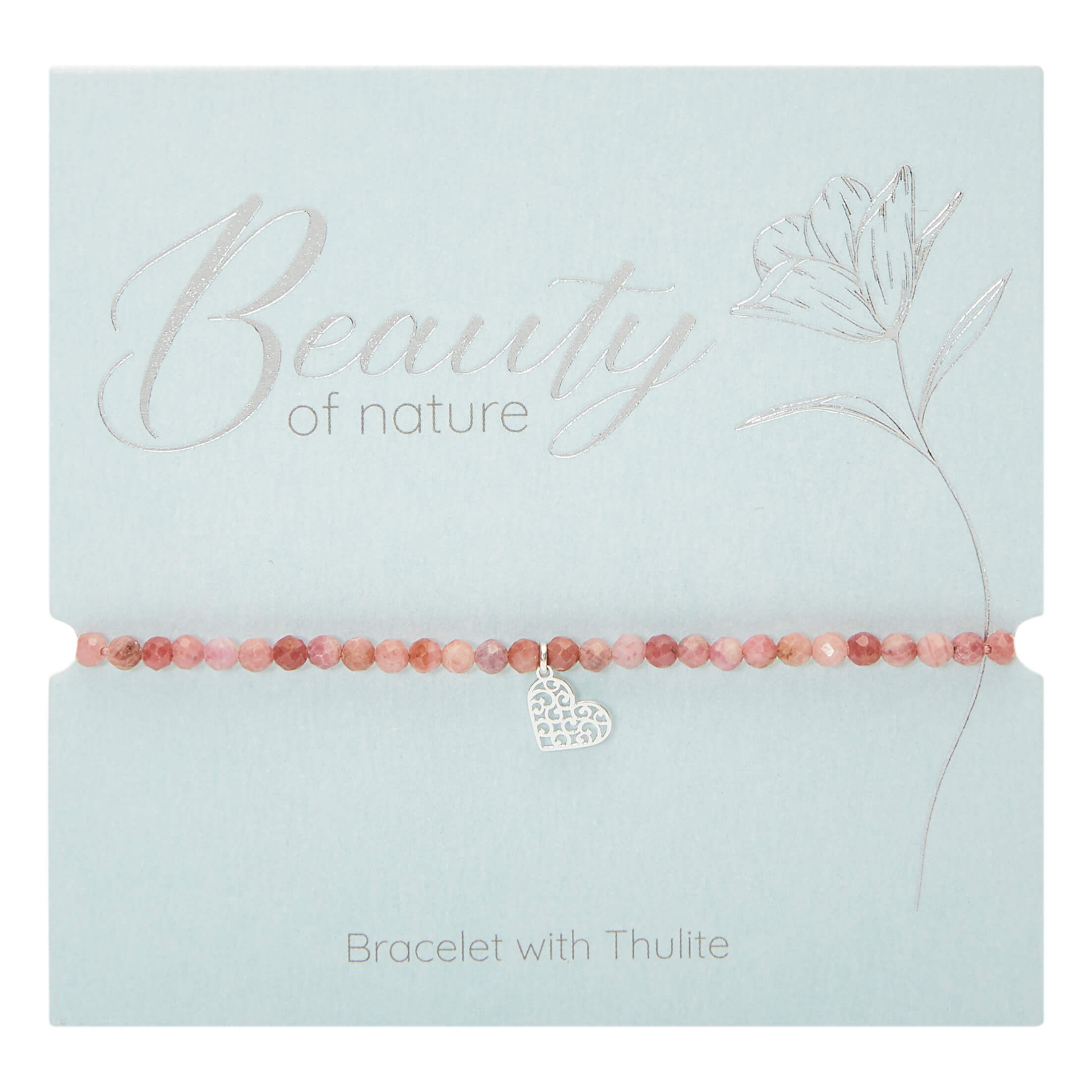 Armband HCA Beauty of nature versilbert Thulite Herz