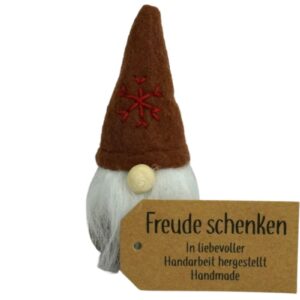 Dekofigur Deko Wichtel aus Filz Plüsch Braun Handmade