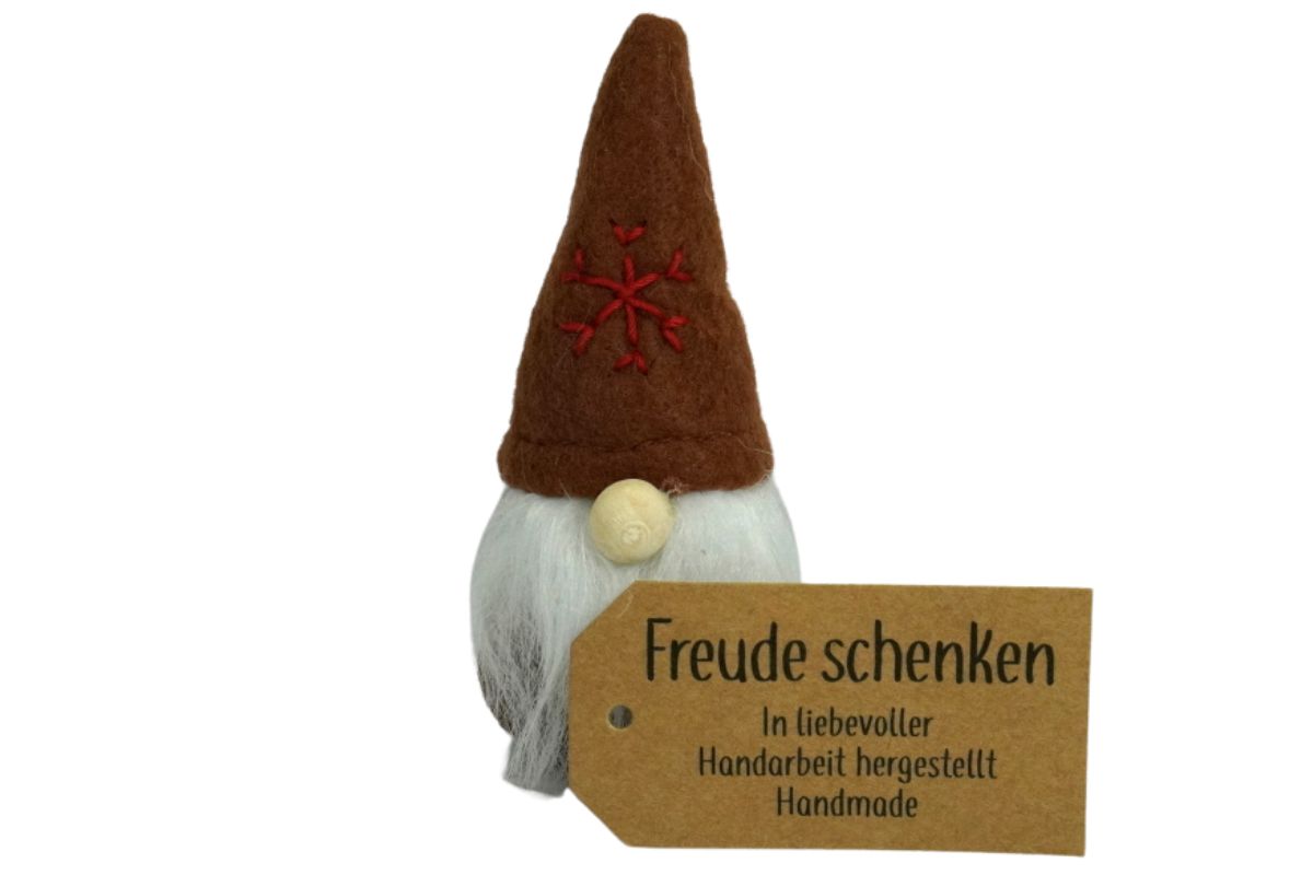 Dekofigur Deko Wichtel aus Filz Plüsch Braun Handmade