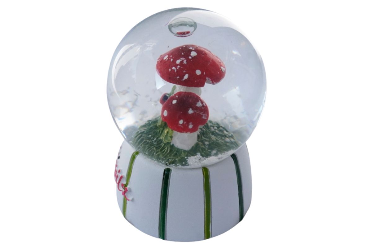 Deko Schneekugel Glimmerkugel Glücksbringer Glückspilze Fliegenpilze