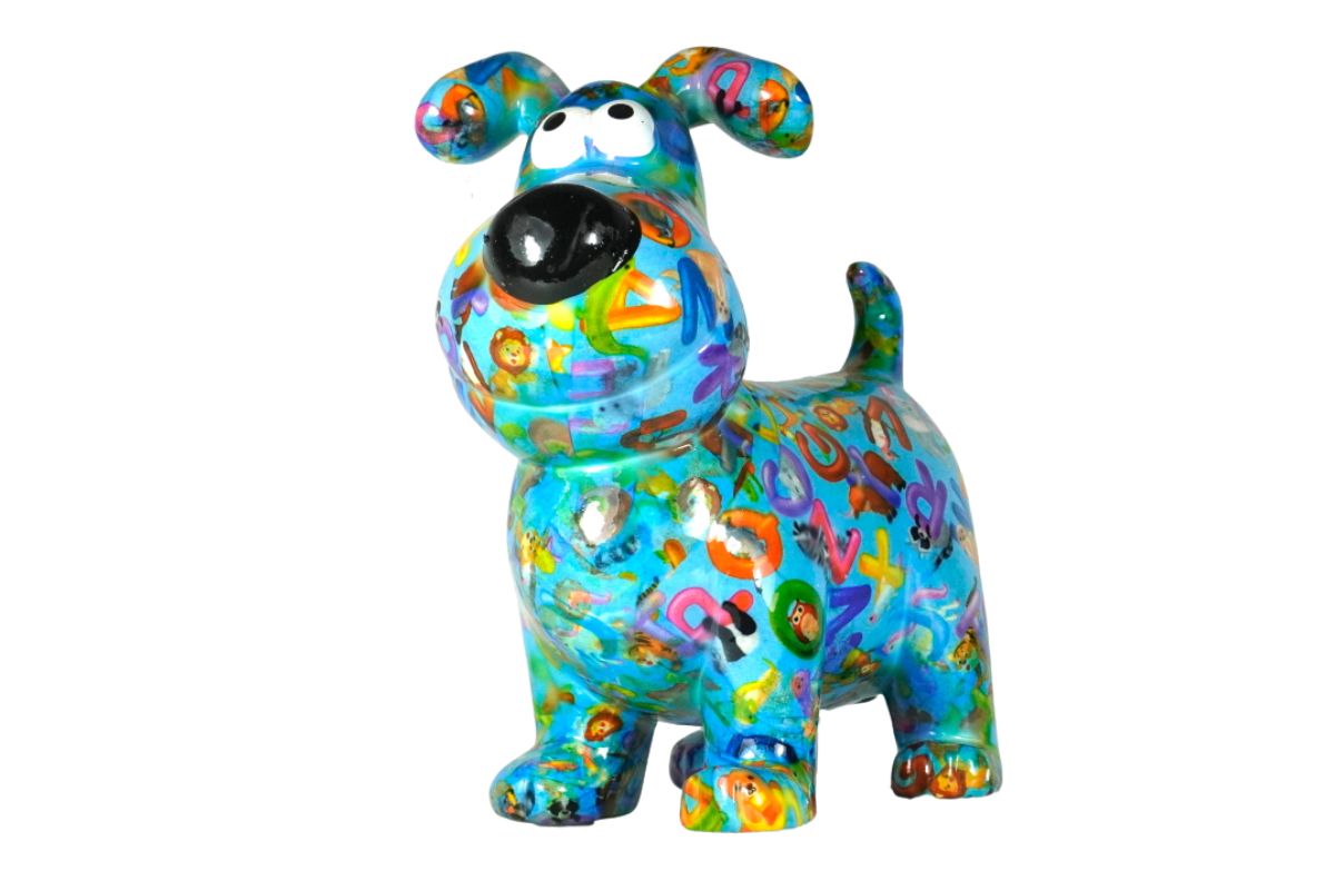 Pomme Pidou Spardose Money Bank Hugo Dog Blue ABC