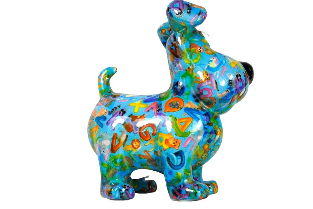 Pomme Pidou Spardose Money Bank Hugo Dog Blue ABC