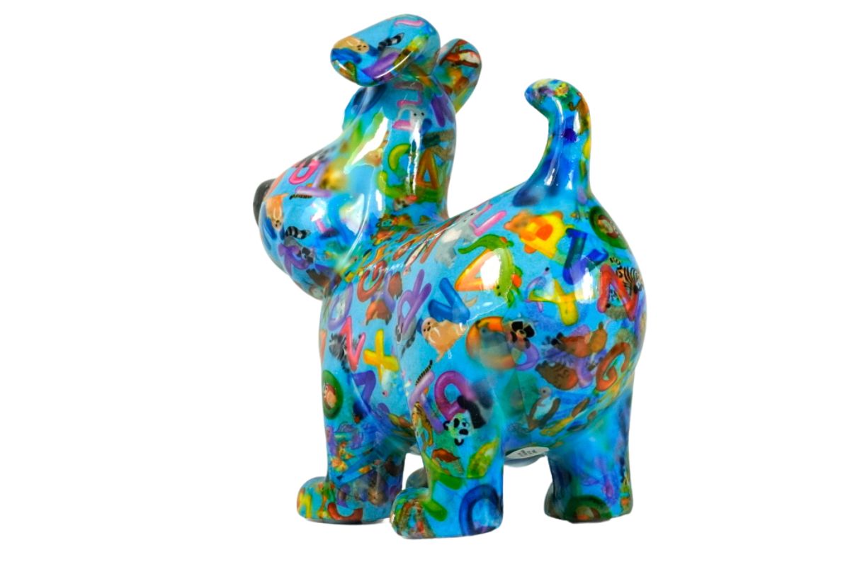 Pomme Pidou Spardose Money Bank Hugo Dog Blue ABC