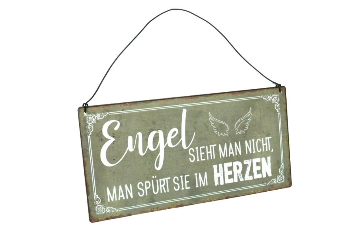 Deko Blechschild Aufhänger Engel sieht man nicht man spürt sie im Herzen