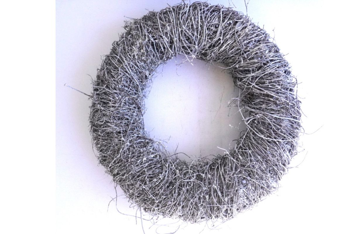 Deko Naturkranz Reisigkranz Wandkranz Tischkranz Steingrau 25cm