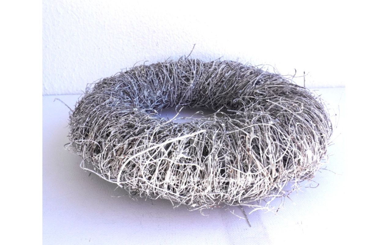 Deko Naturkranz Reisigkranz Wandkranz Tischkranz Steingrau 25cm