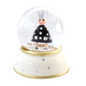 Pape Schneekugel Glimmerkugel Little King Beige Base Schwarz mit Weißen Punkten
