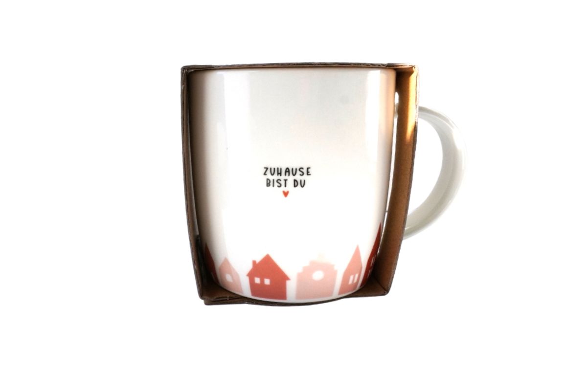 Grafik Werkstatt Henkelbecher Kaffeebecher Sprüchetasse Zuhause bist Du