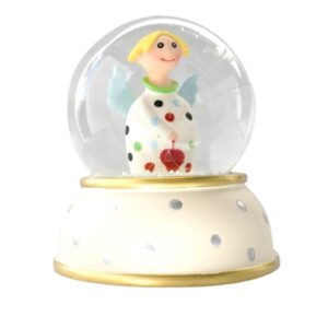 Pape Schneekugel Glimmerkugel Base Beige Lotta Schutzengel Weiß mit bunten Punkten