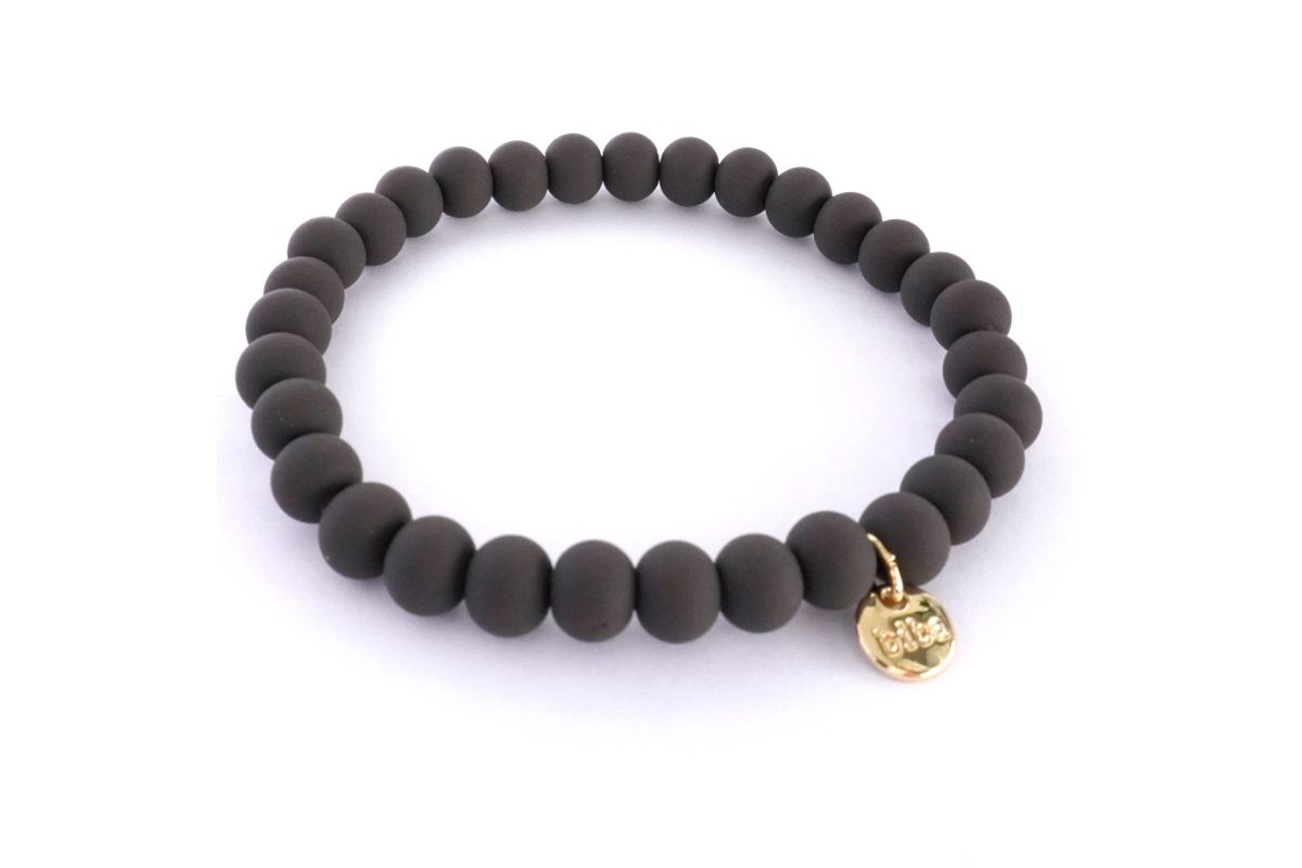 Biba Armband Ton Perlen Braun Damen Armband Glücksbringer Biba Anhänger Gold