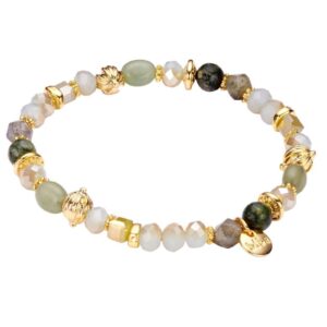 Biba Armband Crystal Perlen & Natur Stein Grün Damen Armband Biba Anhänger Gold