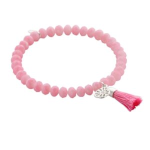 Biba Armband Crystal Perlen Rose Damen Armband Troddel & Anhänger Silber