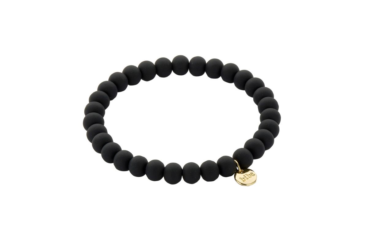 a Armband Ton Perlen Schwarz Damen Armband Glücksbringer Biba Anhänger Gold