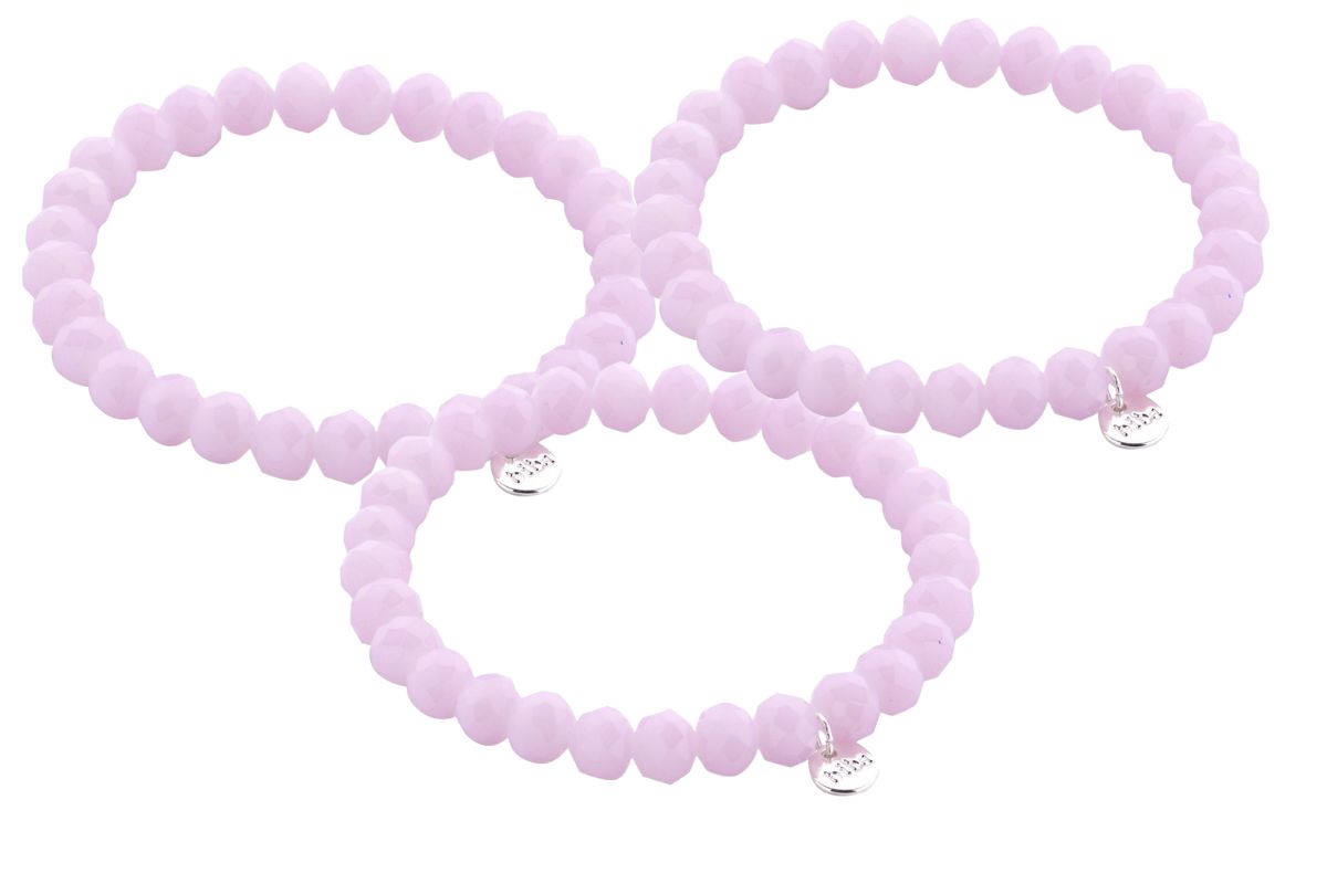 Biba Armband Crystal Perlen Rosa Damen Armband Biba Anhänger Silber