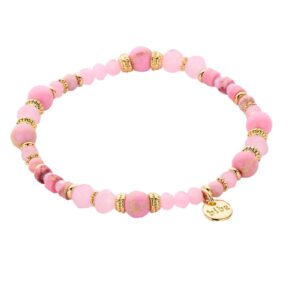 Biba Armband Crystal & Naturstein Perlen Hell Rosa Gold Damen Armband Biba Anhänger Gold