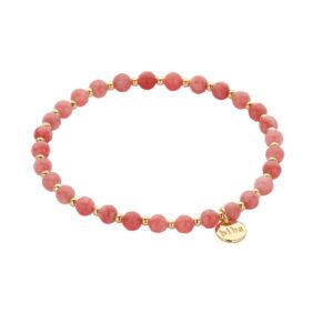Biba Armband Naturstein Perlen Lachs Rosa Gold Damen Armband Biba Anhänger Gold